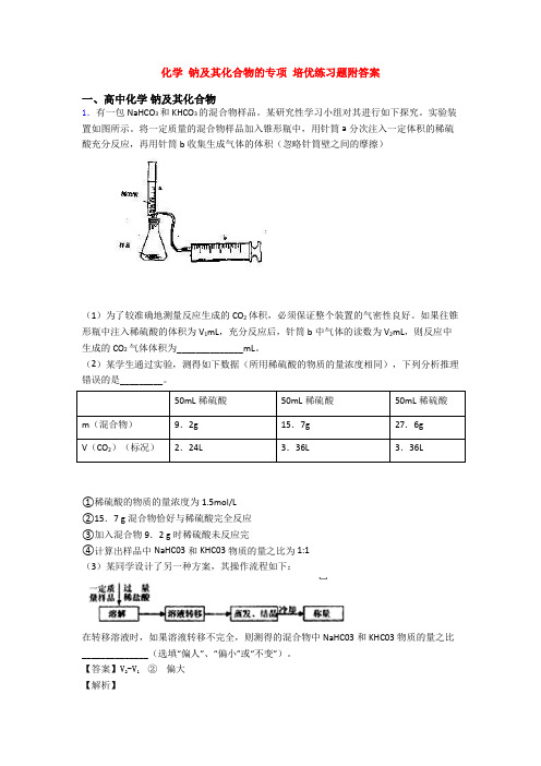 化学 钠及其化合物的专项 培优练习题附答案