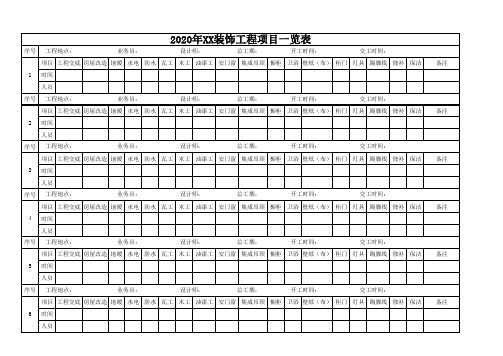 工程项目明细一览表