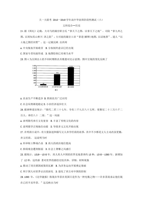 河南省天一大联考2019届高三阶段性测试(六) 文科综合--历史 Word版
