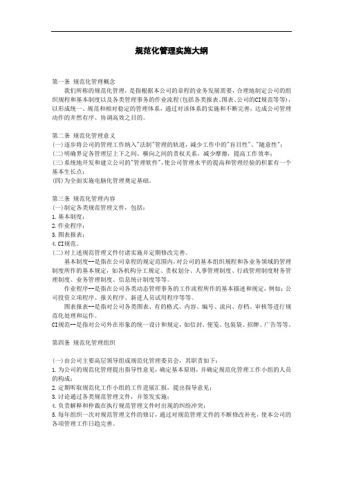 规范化管理实施大纲