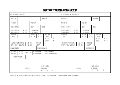 重庆市职工家庭住房情况调查表
