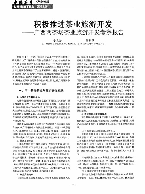 积极推进茶业旅游开发——广西两茶场茶业旅游开发考察报告