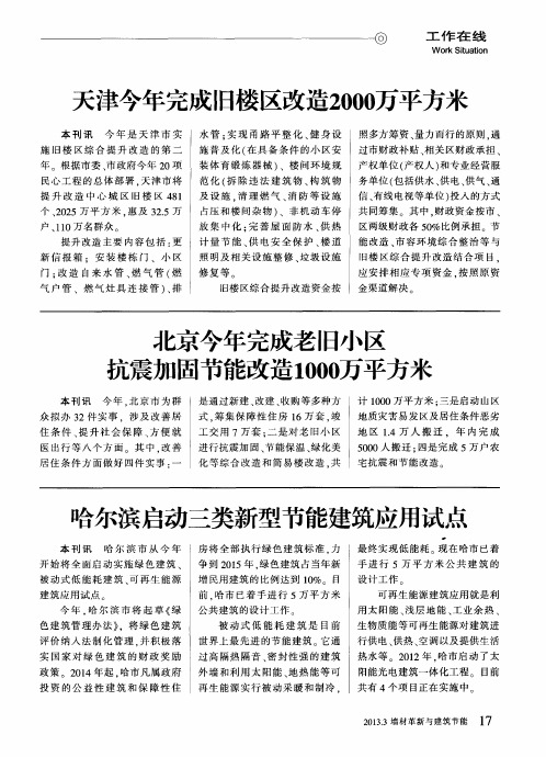 哈尔滨启动三类新型节能建筑应用试点