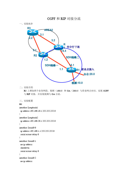 OSPF+RIP对接分流