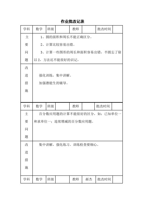 数学作业批改记录样例01