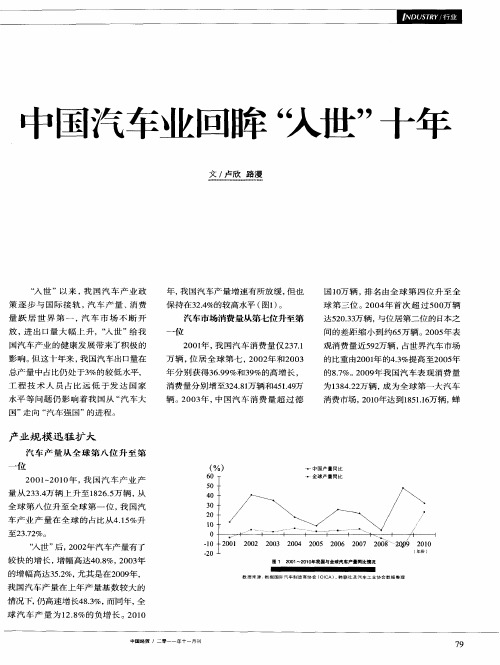 中国汽车业回眸“入世”十年