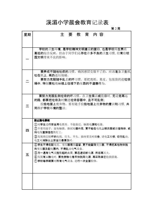 每天晨会五分钟教育详细记录