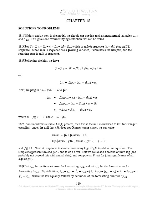 Introductory Econometrics_A Modern Appr,4E,Wooldridge_Jeffrey_soulution manual_ch18