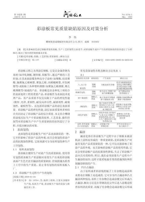 彩涂板常见质量缺陷原因及对策分析