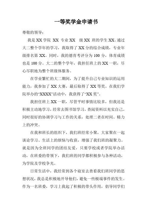 一等奖学金申请