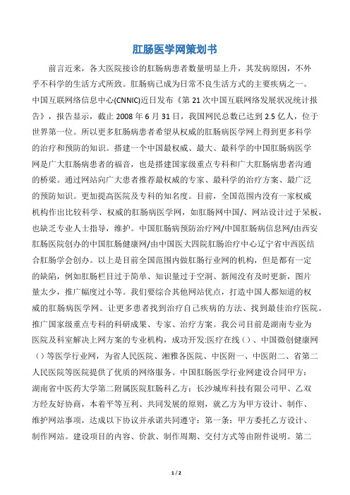 肛肠医学网策划书