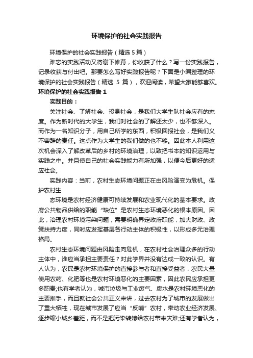 环境保护的社会实践报告（精选5篇）