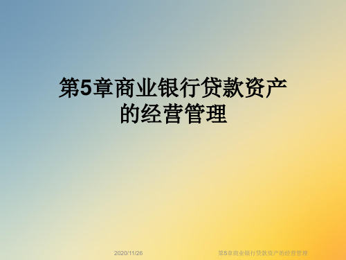 第5章商业银行贷款资产的经营管理