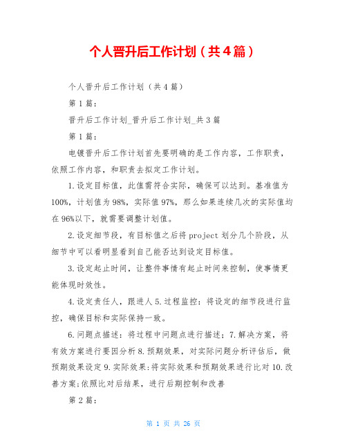 个人晋升后工作计划(共4篇)
