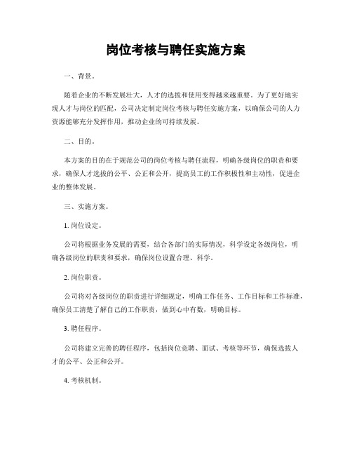 岗位考核与聘任实施方案