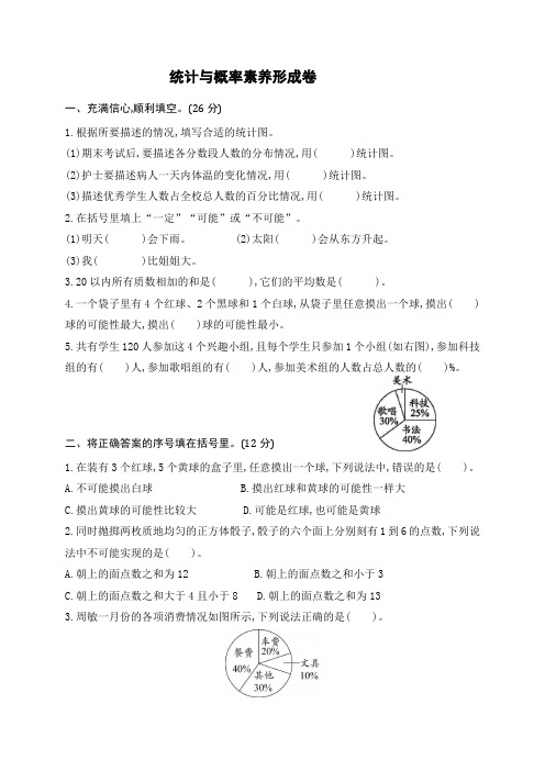 最新人教版小学数学六年级下册《统计与概率》试题(含答案)