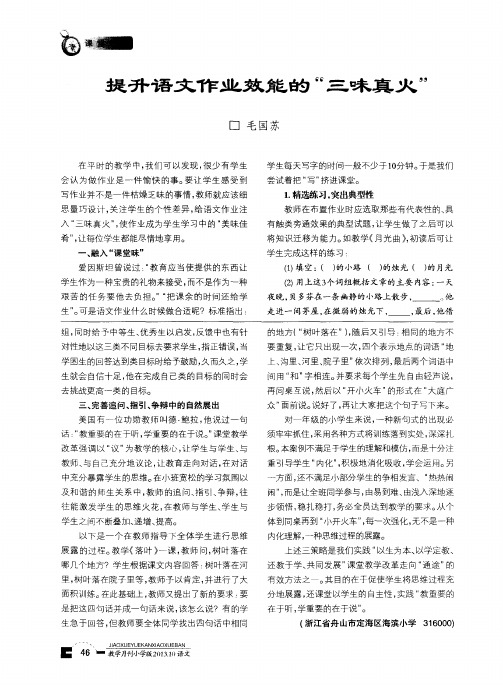 提升语文作业效能的“三味真火”