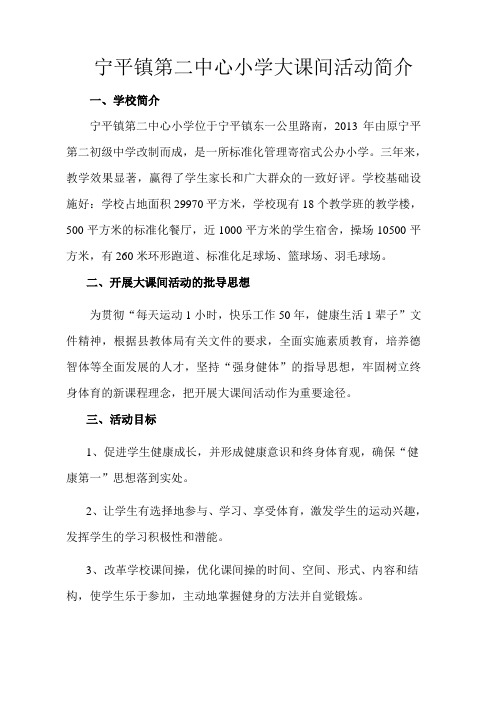 宁平镇第二中心小学大课间活动简介2016—2017学年度
