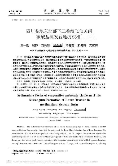 四川盆地东北部下三叠统飞仙关组碳酸盐蒸发台地沉积相