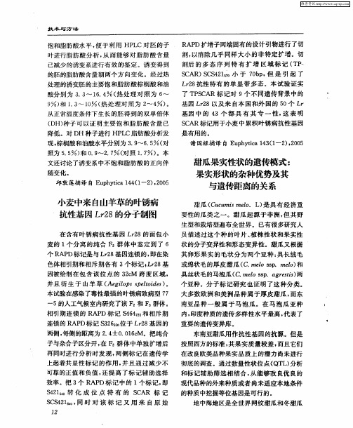 甜瓜果实性状的遗传模式：果实形状的杂种优势及其与遗传距离的关系