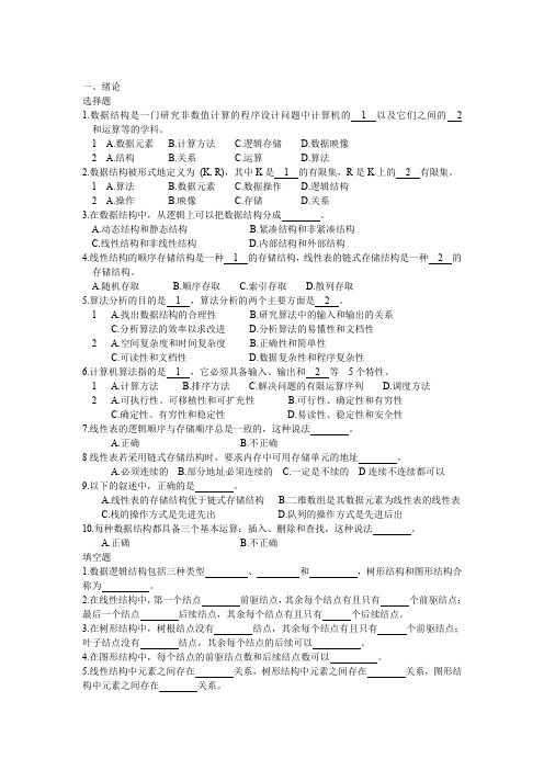 (完整word版)浙江工商大学数据结构期末复习题1
