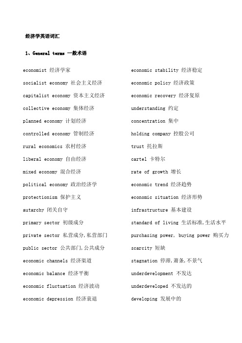 经济学英语词汇