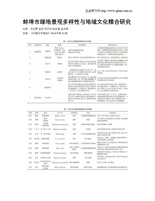 蚌埠市绿地景观多样性与地域文化糅合研究