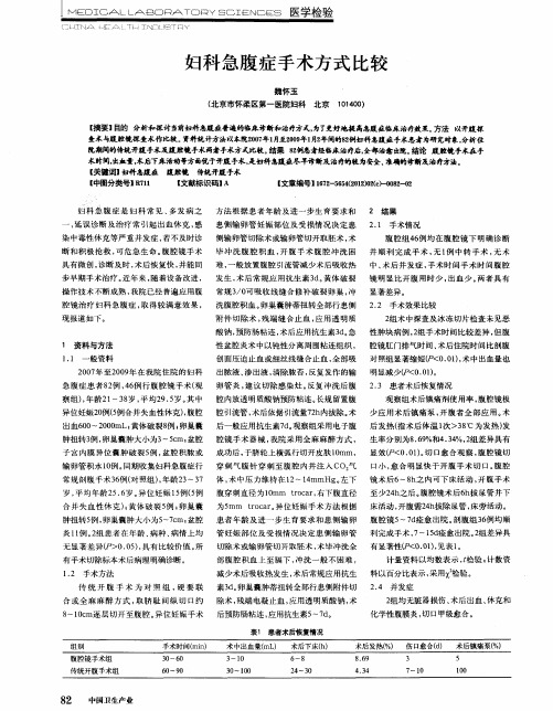 妇科急腹症手术方式比较