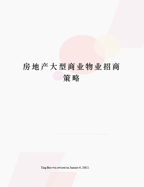 房地产大型商业物业招商策略