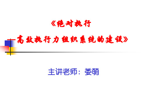 《绝对执行――高效执行力组织系统的建设》