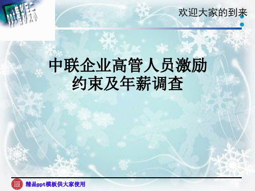 中联企业高管人员激励约束及年薪调查