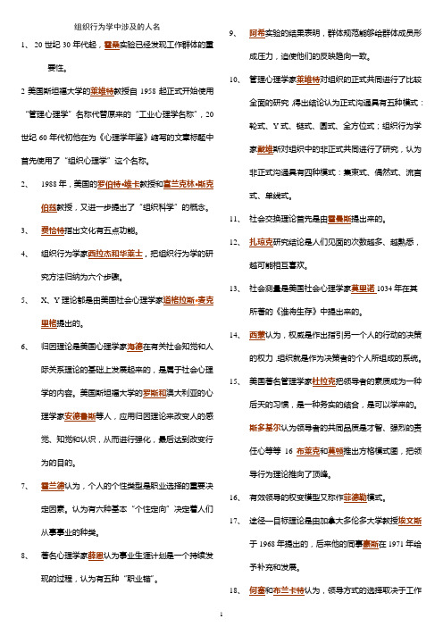 组织行为学中涉及的人名
