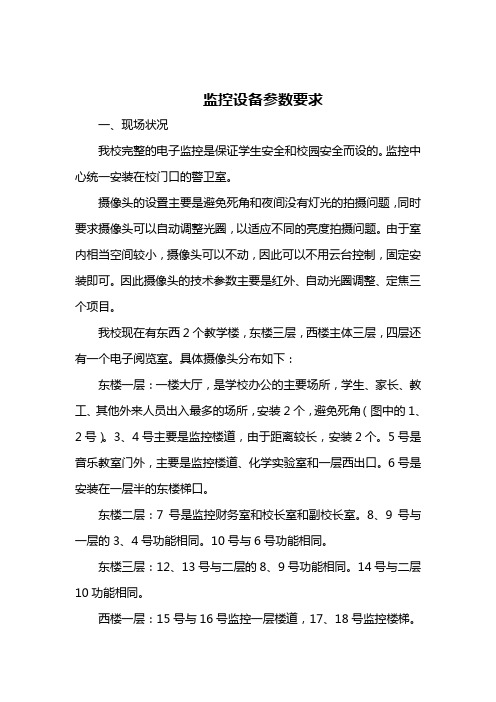 监控设备参数要求