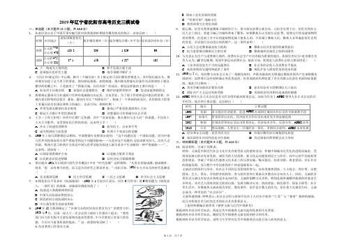 2019年辽宁省沈阳市高考历史三模试卷(解析版)