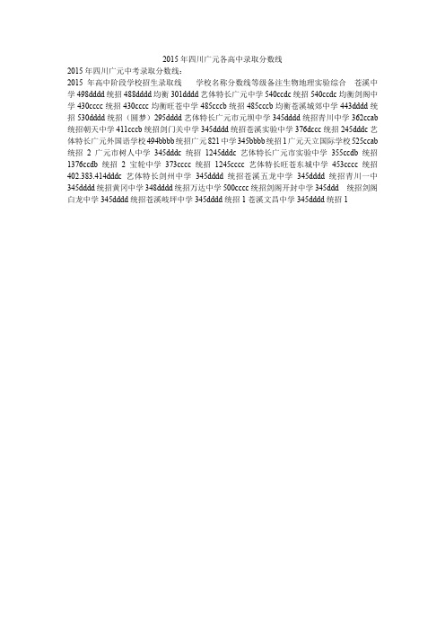 2015年四川广元各高中录取分数线