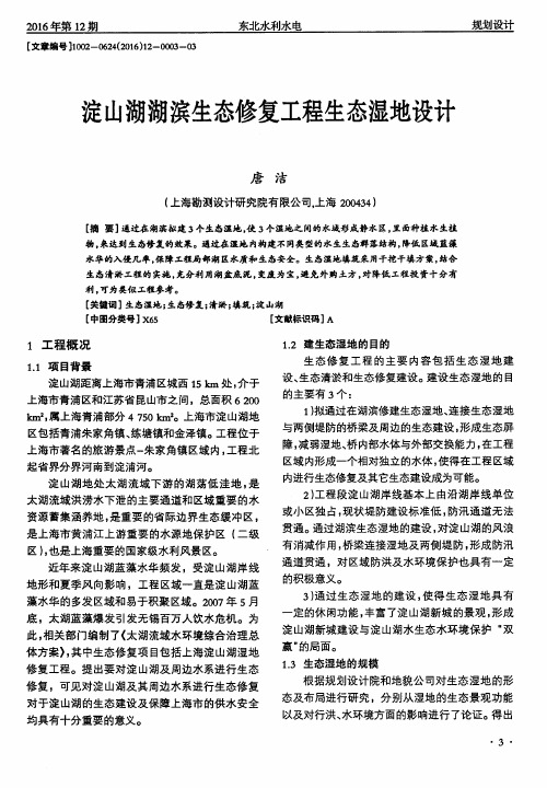淀山湖湖滨生态修复工程生态湿地设计