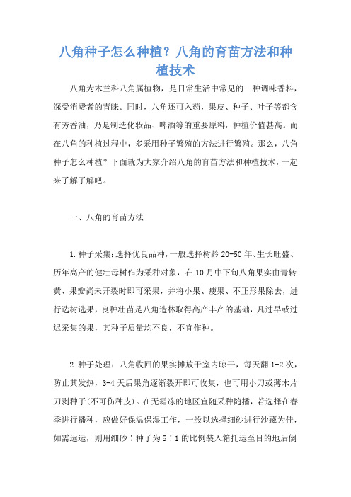 八角种子怎么种植？八角的育苗方法和种植技术