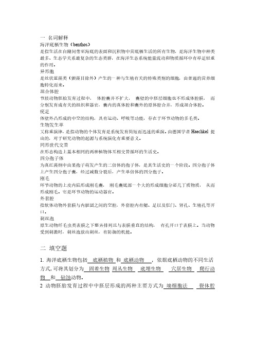 底栖生物复习材料