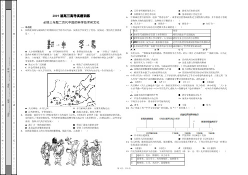 2019届高三高考真题训练——必修三专题二古代中国的科学技术和文化