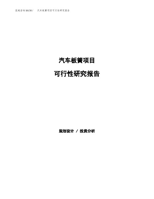 汽车板簧项目可行性研究报告模板及范文