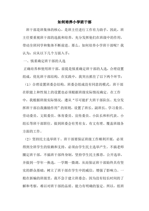 如何培养小学班干部