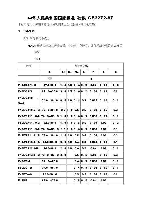 硅铁的国家标准