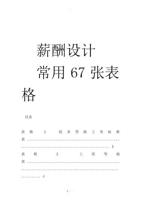 【经典必备》薪酬设计常用表格