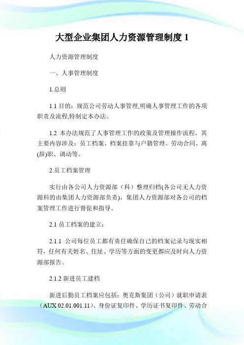 大型公司集团人力资源管理制度1.doc