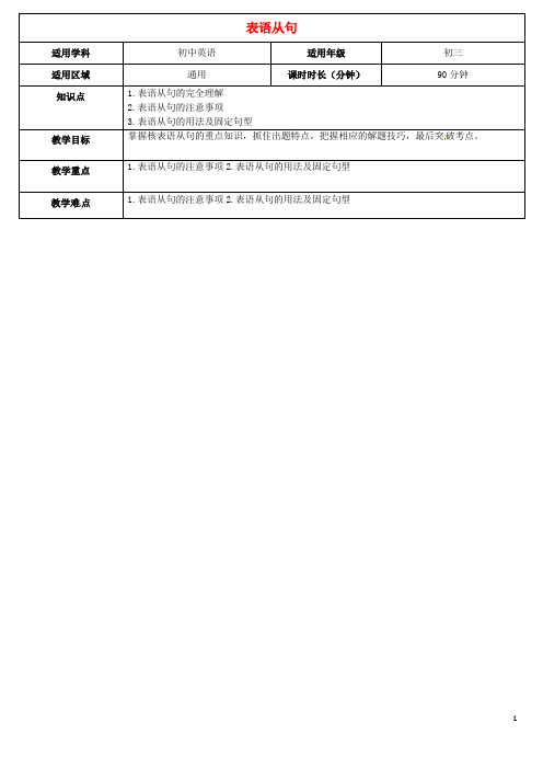 天津学大教育信息咨询有限公司中考英语专题复习 表语从句教案