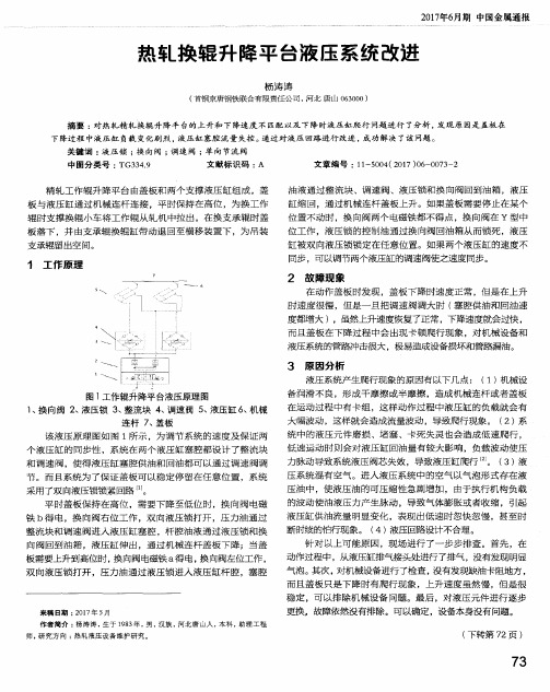 热轧换辊升降平台液压系统改进