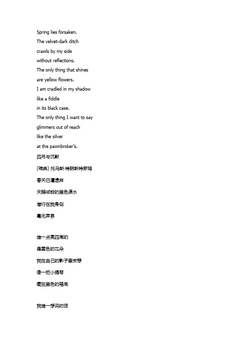 英文诗：四月与沉默
