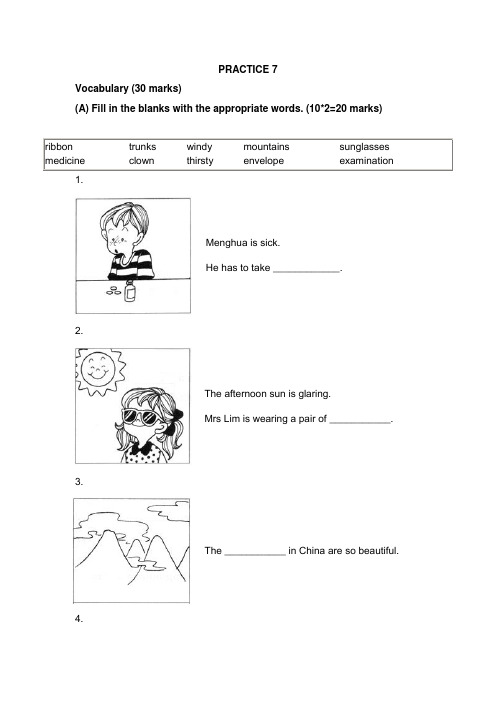 新加坡小学一年级英语试PRACTICE 7