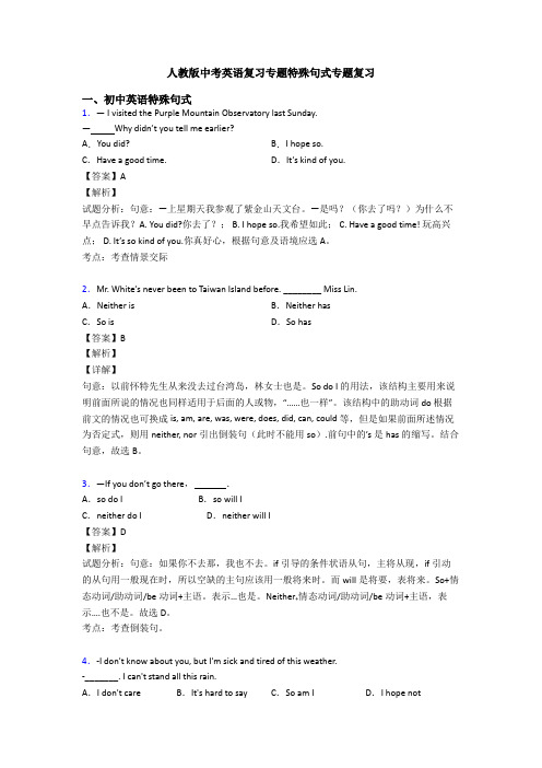 人教版中考英语复习专题特殊句式专题复习