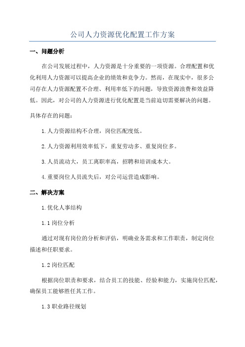 公司人力资源优化配置工作方案